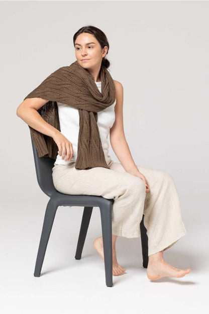 Indus Design - Chunky Cable Knit Scarf Bark