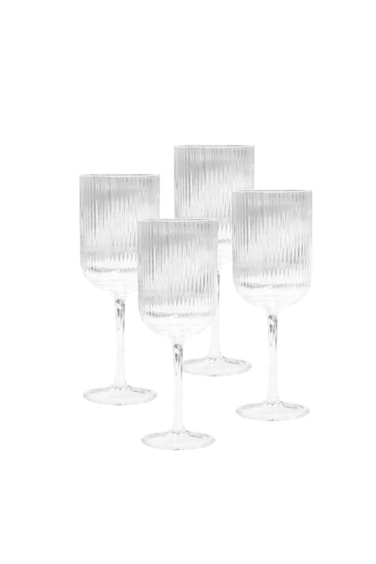 Sage & Cooper - Ivy Ribbed Wine Glass (Set Of 4) Clear Home Garden > Kitchen Dining Tableware