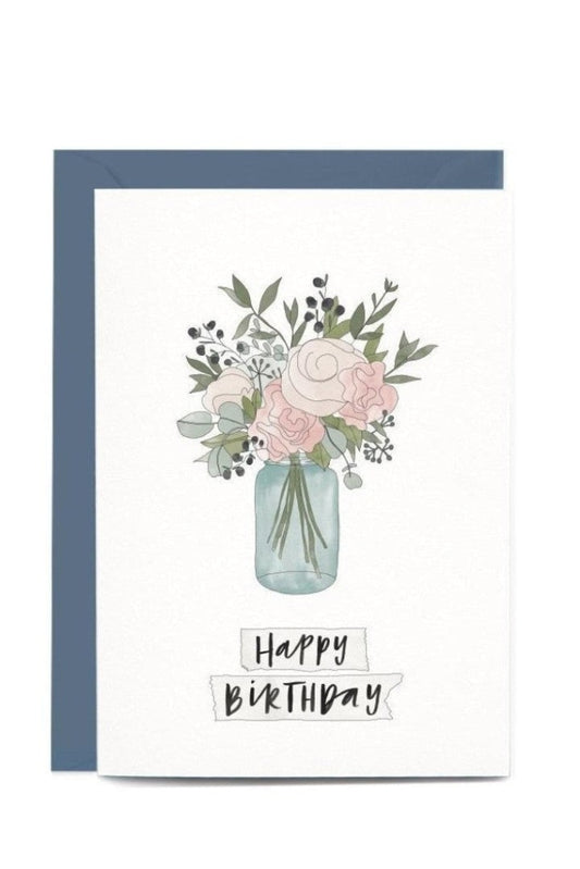 IN THE DAYLIGHT - BIRTHDAY JAR OF FLOWERS - GREETING CARD