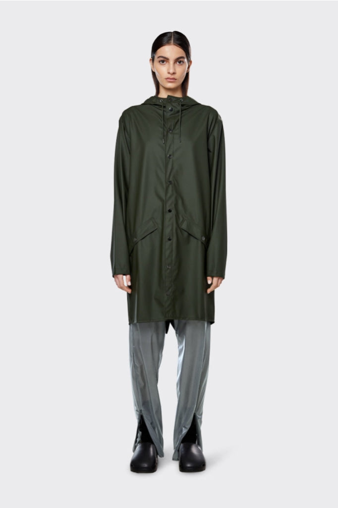 Rains - Long Jacket Green Apparel & Accessories > Clothing Outerwear Coats Jackets