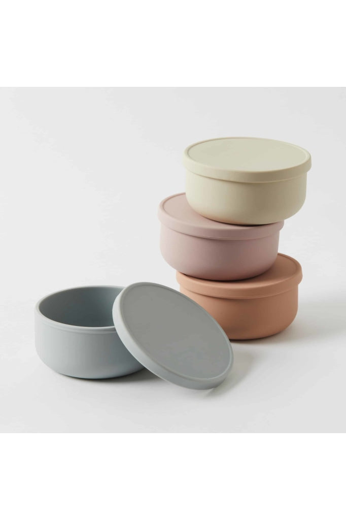 Nordic Kids - Henny Silicone Bowl With Lid Almond