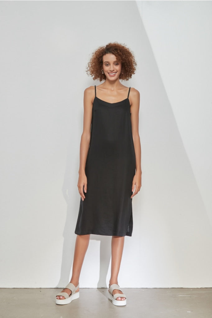 Tirelli - Linen Cami Dress Black