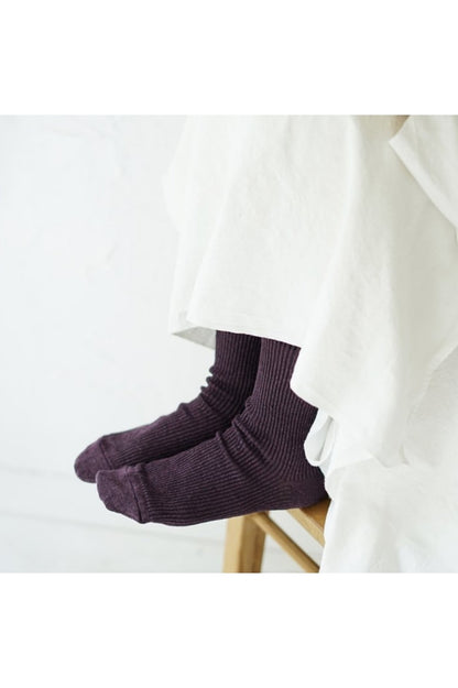 Hakne - Linen Ribbed Socks - Off White