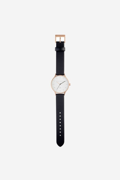 STATUS ANXIETY - INERTIA WATCH - BRUSHED COPPER AND WHITE FACE WITH BLACK STRAP - Tempted Kensington