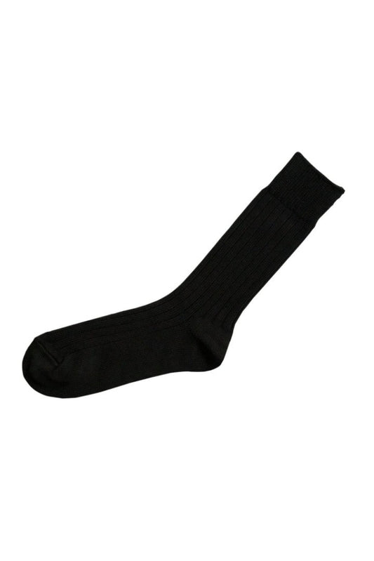 Nishiguchi Kutsushita - Praha Egyptian Cotton Ribbed Sock Black