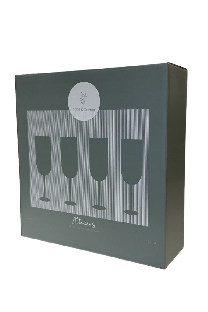 Sage & Cooper - Atticus Ribbed Champagne Glass (Set Of 4) Clear Home Garden > Kitchen Dining