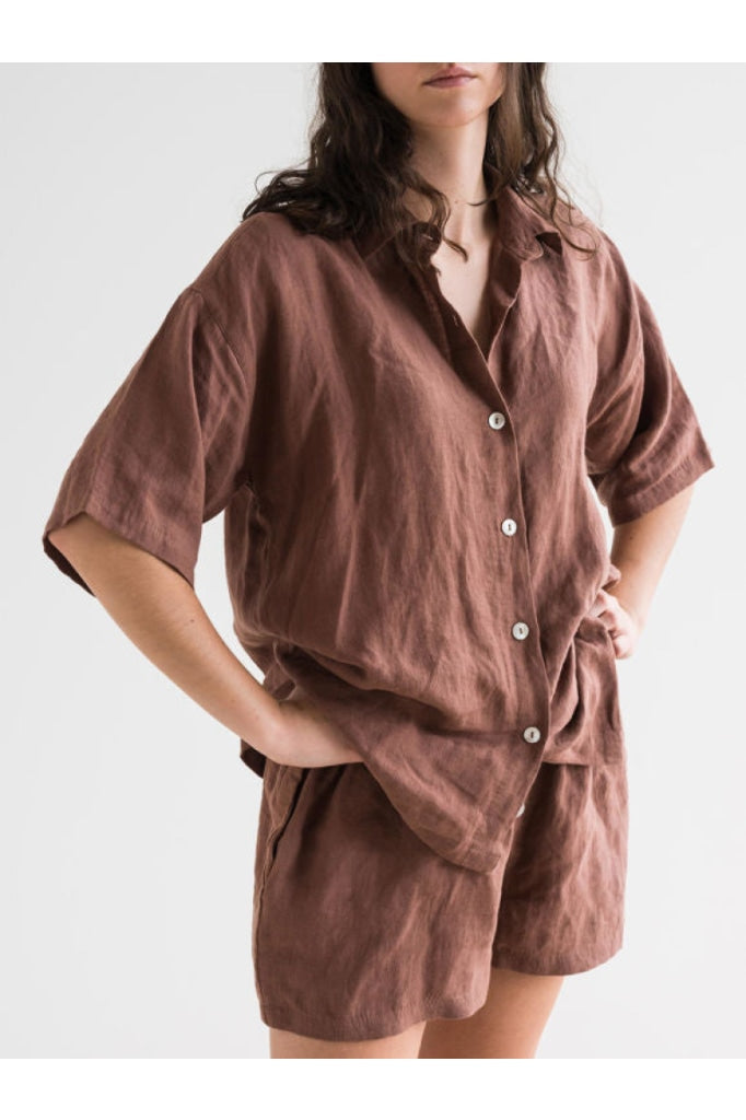 Citta - Plum Linen Shirt